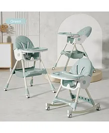 High Chair with Rocking Function and Cushioned Seat - Green