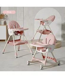 High Chair with Rocking Function and Cushioned Seat - Pink