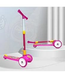Kidsmate Leo Kick Scooter for Kids 4 Adjustable Height Scooter Foldable & Attractive PVC Wheels with Rear Brakes - Pink