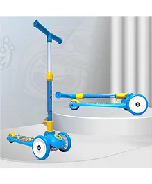 Kidsmate Leo Kick Scooter for Kids 4 Adjustable Height Scooter Foldable & Attractive PVC Wheels with Rear Brakes - Blue
