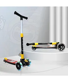 Kidsmate Speedy Kick Scooter for Kids ISI Certified with LED Wheel Lights, Height Adjustable Handlebar & Foldable Design & Rear Brakes for Kids- Black