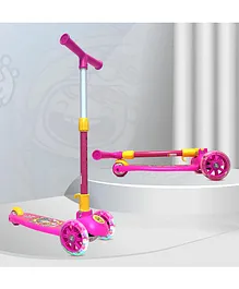 Kidsmate Speedy Kick Scooter for Kids ISI Certified with LED Wheel Lights, Height Adjustable Handlebar & Foldable Design & Rear Brakes for Kids- Pink
