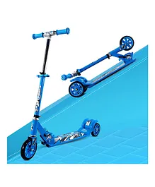 Kidsmate Roadeo Metal Kick Scooter with 4 Adjustable Height Scooter Foldable & Attractive PVC Wheels with Rare Brakes for Kids - Blue