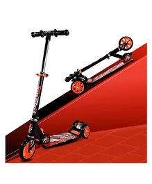 Kidsmate Roadeo Metal Kick Scooter with 4 Adjustable Height Scooter Foldable & Attractive PVC Wheels with Rare Brakes for Kids - Black