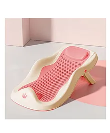 StarAndDaisy Newborn Baby Bather for 0-3 Years Girls & Boys, Foldable Bath Seat Sling with Slilicone Soft Backrest, Anti Slip Design - Pink