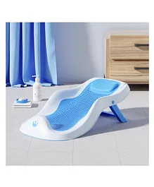 StarAndDaisy Newborn Baby Bather for 0-3 Years Girls & Boys, Foldable Bath Seat Sling with Slilicone Soft Backrest, Anti Slip Design -Blue