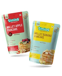 timios Multigrain No-Maida Organic Banana & Apple Millet Instant Pancake Sweetened with Jaggery Pack of 2 - 150 g Each