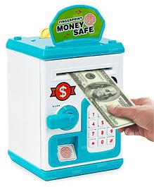 Fiddlerz ATM Piggy Bank Money Saving Bank for Real Money Cash Coin School Bag Style Musical Money Safe for Kids Roll Of Paper Money Bank with Finger Print Sensor - Color May Vary