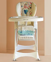 POLKA TOTS Elephant Design ChicChow Chariot High Chair For Your Baby Kid - Cream