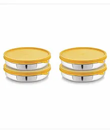 Steel Lock Flex Stainless Steel Slim Container With Silicone Airtight Lid Set of 4 550 ml Yellow