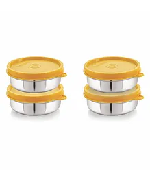 Steel Lock Flex Stainless Steel Deep Container With Silicone Airtight Lid Set of 4 700 ml Yellow