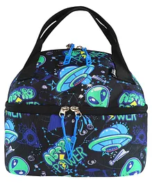 Smily Kiddos Double Decker Lunch Bag Alien Theme- Black