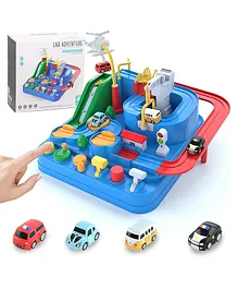 Sanjary Car Adventure Toy 4 Race Car Track Set Large Car Rescue Adventure Toys for Kids -Color & Design May Vary