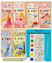 ADKD Cartoon Theme Watercolor Painting Books for Kids Activity Pocket Book pack of 6- Color & Design May Vary