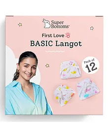 BASIC Langot 100% Pure Cotton Extra Soft & Breathable Langot for baby (0-6 months) Pack of 12