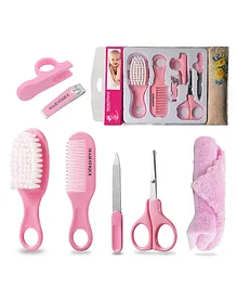 Majestique Baby Grooming Set,  Brush, Comb, Clipper, File & Baby Towel - (7 in 1 Pink)