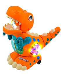 WISHKEY Plastic Dinosaur Bump and Go Toy for Kids, Musical Dinosaur Toy with Lights, Battery Operated Toy Dino with Moving Parts, Multicolor, 3+ Years (Pack of 1)