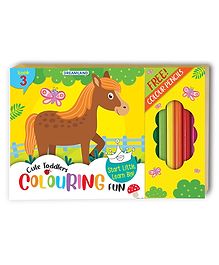 Cute Toddlers Fun Colouring Book with 6 Colour Pencils Art and Craft Drawing Book Colouring Book for Toddler Return Gift for Kids - 128 Pages