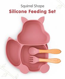 Squirrel Shape Silicone Feeding Set -Wine