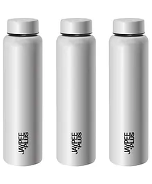 Jaypee Plus Galaxy Stainless Steel Leak Proof Campaign Water Bottle Pack of 3 - 1000 ml - Silver