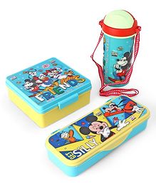 Mickey School Combo Set With Lunch Box Water Bottle & Pencil Box- Blue