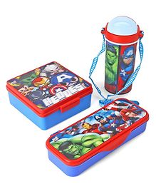 Avengers School Combo Set With Lunch Box Water Bottle & Pencil Box- Blue