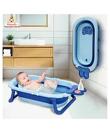 INFANTSO Folding Baby Bath Tub with Support Bath Net - Dark Blue