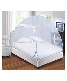 Kuber Industries Foldable, Durable, Lightweight Nylon Double Bed Mosquito Net, 6.5 x 6.5 Ft.  Blue -46KM0457, Standard