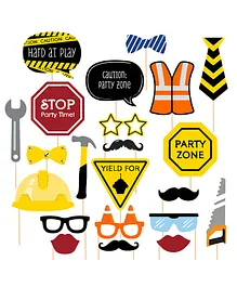 Zyozi Under Construction Theme Photo Booth Props For Kids Multicolor - Pack of 22