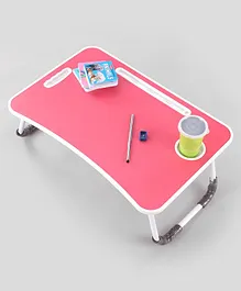 Smart Multipurpose Foldable Laptop Table with Cup Holder Solid Colour  - Pink