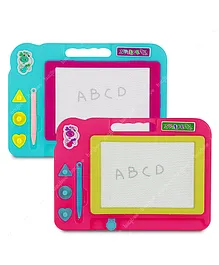 Baybee Magnetic Writing & Drawing Erasable Board Slate With Stamps & Pen Pack of 2 - Blue
