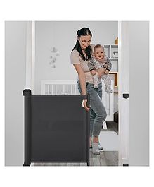 Baybee Retractable Mesh Baby Safety Gate for Kids, Baby Fence Barrier Pet Gate with Expandable up to 140cm Width, Dog Gate | Child Baby Gate for Stairs, Doorways | Kids Safety Gate for Baby - Black