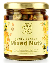 Shiva Organic Mixed Nuts in Honey (Almonds, Walnuts, Cashew, Pista) - Crunchy, Rich in Protein, Magnesium, Phosphorus, and Dietary Fibre | Energy Booster - 240 g