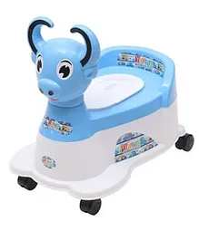 Muren Musical buffalo  Shape Potty Training Seat with Easy Grip Handles Wheel Removable Bowl-Blue (Color May Vary)