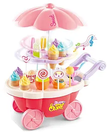 Smartcraft Luxury Sweet Shopping Battery Operated Plastic Ice Cream Trolley Pretend Role Play Educational Toy Set, LED, Music for Kids (Multicolour)