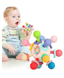 ADKD BPA Free Baby Teething Relief Rattle & Sensory Teether Toys for Babies Chew Toys - Multicolor