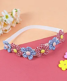 Asthetika Checked Floral Detailed Headband - Red & Blue