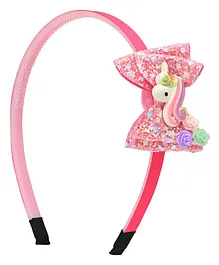 Asthetika Unicorn &  Bow Applique Detailed Hair Band -  Pink