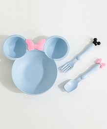 Minnie Mouse Meal Bowl with Spoon & Fork Set  - Blue