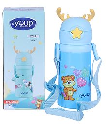 YOUP Stainless Steel Blue Color kids Sipper Bottle With Strap STYLE -500 ml