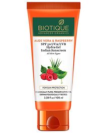 Biotique Aloe Vera & Raspberry SPF 50 Hydra Gel Indian Sunscreen - 100 g