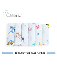 Carerio 100% Cotton Mulmul Face Napkin - Pack of  6 - Multicolour