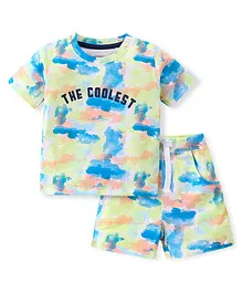 Babyhug 100% Cotton Knit Half Sleeves T-Shirt & Shorts Set Text Print - Multicolor