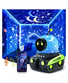 Azhari robot night light projecter  for kids with bluetooth connections for lullabies and musics and different types of 12 flims and 360 rotation  for kids color may vary
