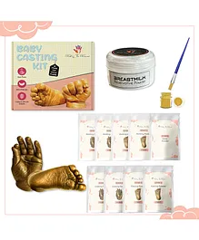Mold Your Memories Baby Hand and Foot Casting kit for 2 Hand and 2 feet Upto 10 Months. Baby Casting kit with Free Breastmilk Jewellery Preservative Powder.
