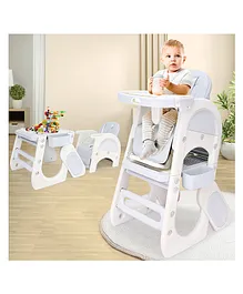 R for Rabbit Grow N Play Kids High Chair 5 In 1 Multifunctional Smart Convertible To Study Table Chair Set Blocks Desk Set For 6 To 36 Months Babies (Space Grey)