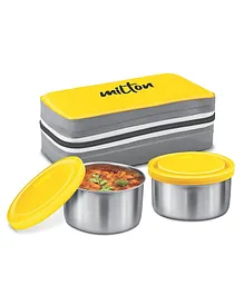 MILTON Mini Lunch Insulated Tiffin, Set of 2, (280 ml Each), with Jacket, Yellow
