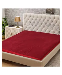 PumPum Waterproof 100% Terry Cotton Breathable Fitted Single Bed Single Size Mattress Protector Cover- Maroon