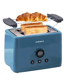FUMATO 1000W 2 Slice Automatic Pop-Up Toaster with Bun Rack- Midnight Blue