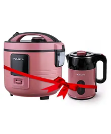 FUMATO 1.8L Portable Electric Kettle (1500W) and 1.5L Automatic Baby Cooker with Steamer- Cherry Pink